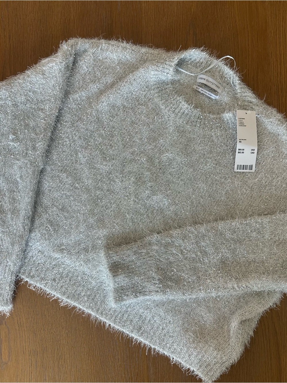 Urban Outfitters Silver Fuzzy Crewneck Sweater